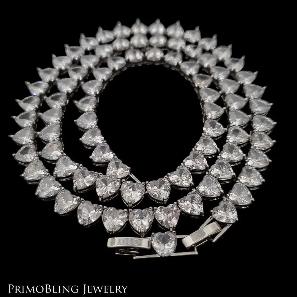 Lab Diamond Heart Shaped Tennis Necklace